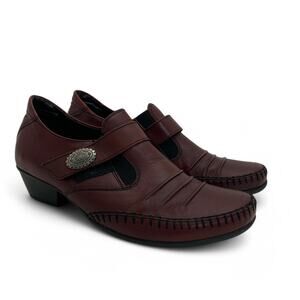 Remonte Dorndorf Red Leather Slip-on Loafers Pumps Concho Accent Womens EU 39